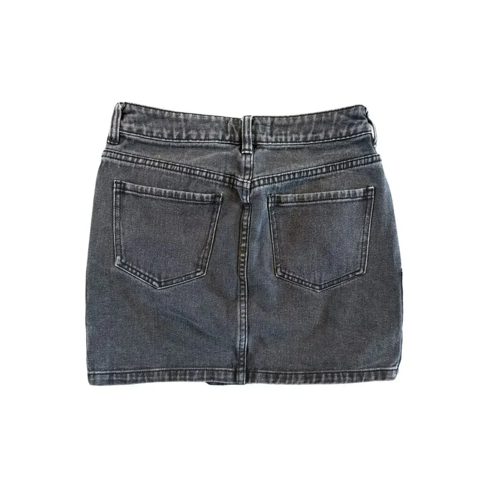Pacsun Black Denim Lace-Up Mini Skirt | Y2K Grunge High Rise - Picture 6 of 9